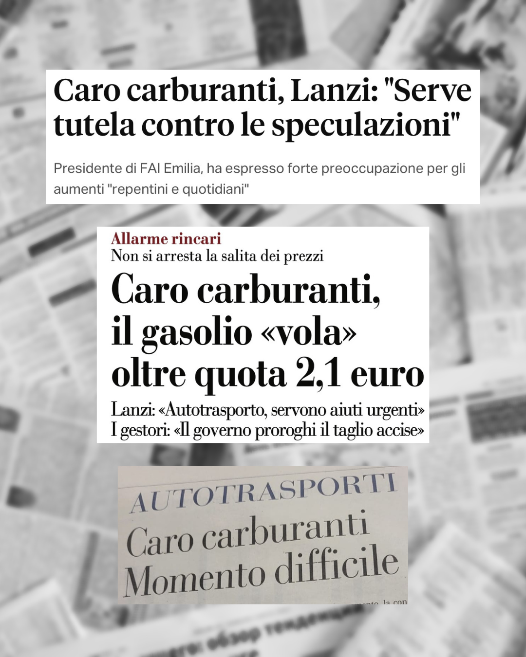 Caro gasolio rassegna stampa FAI Emilia